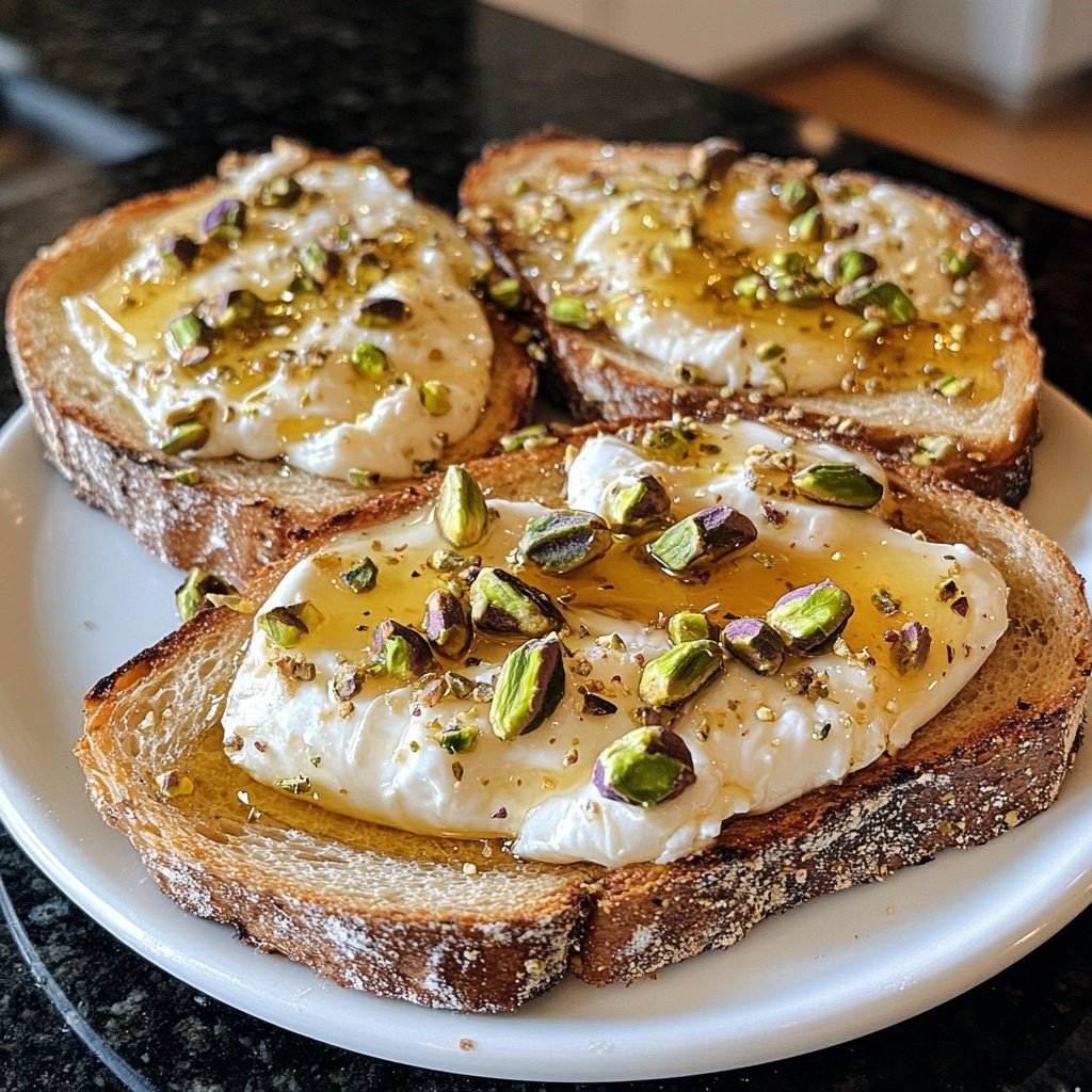 Burrata-Toast mit Pistazien & heißem Honig