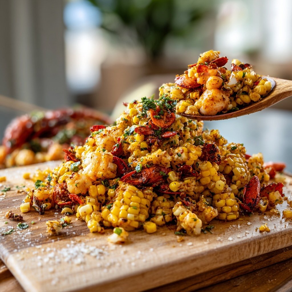 Gegrillter Maiskolben und Garnelenrelish