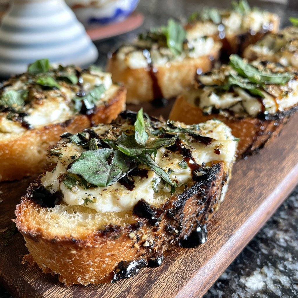 Kräuter Ziegenkäse Crostini Häppchen