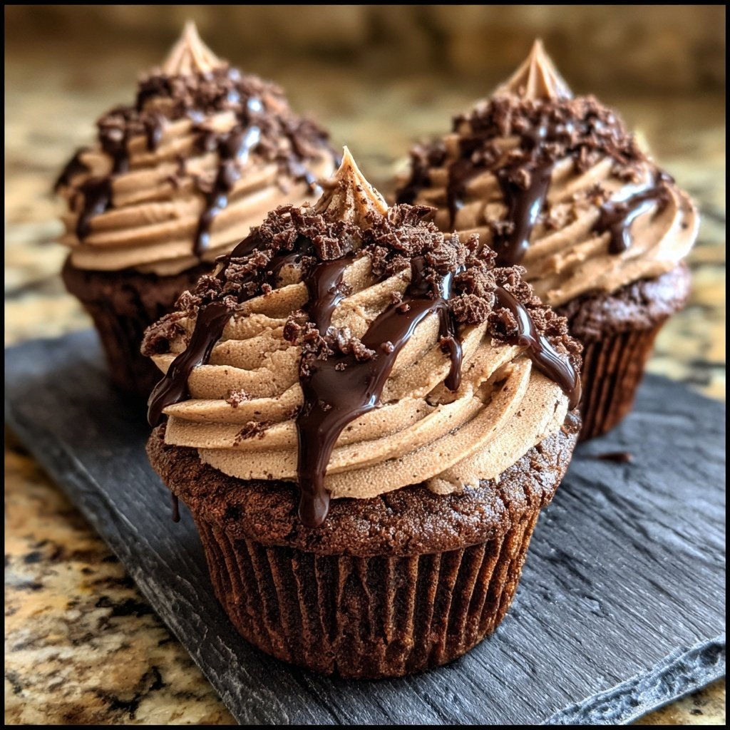 Schoko Fluff Frosting Cupcakes