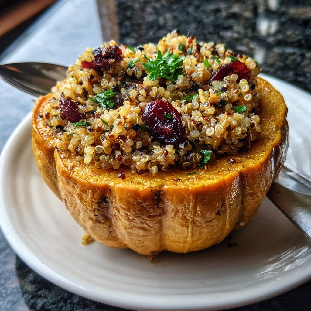 Gefüllter Butternusskürbis mit Quinoa