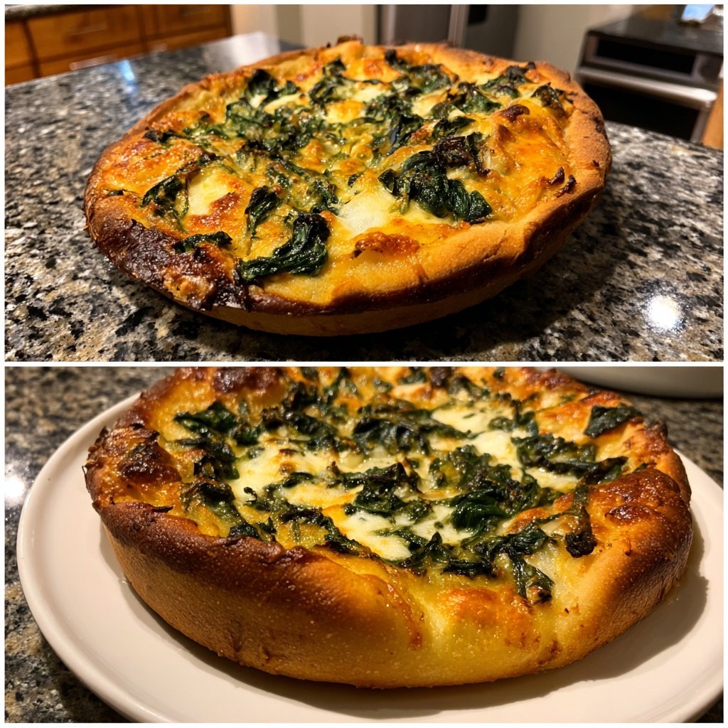 Pfannenpizza mit Vanille und Spinat