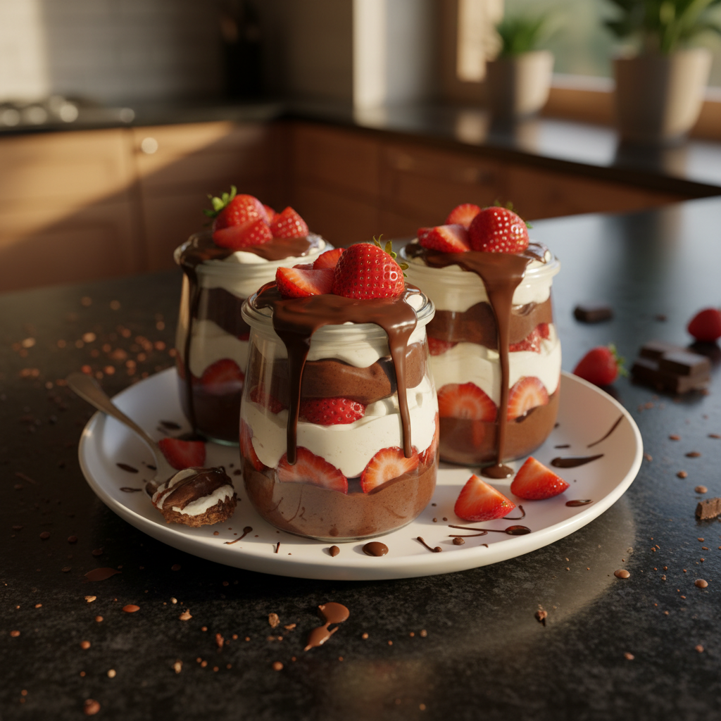 Feine Schokoladen Erdbeer Parfaits