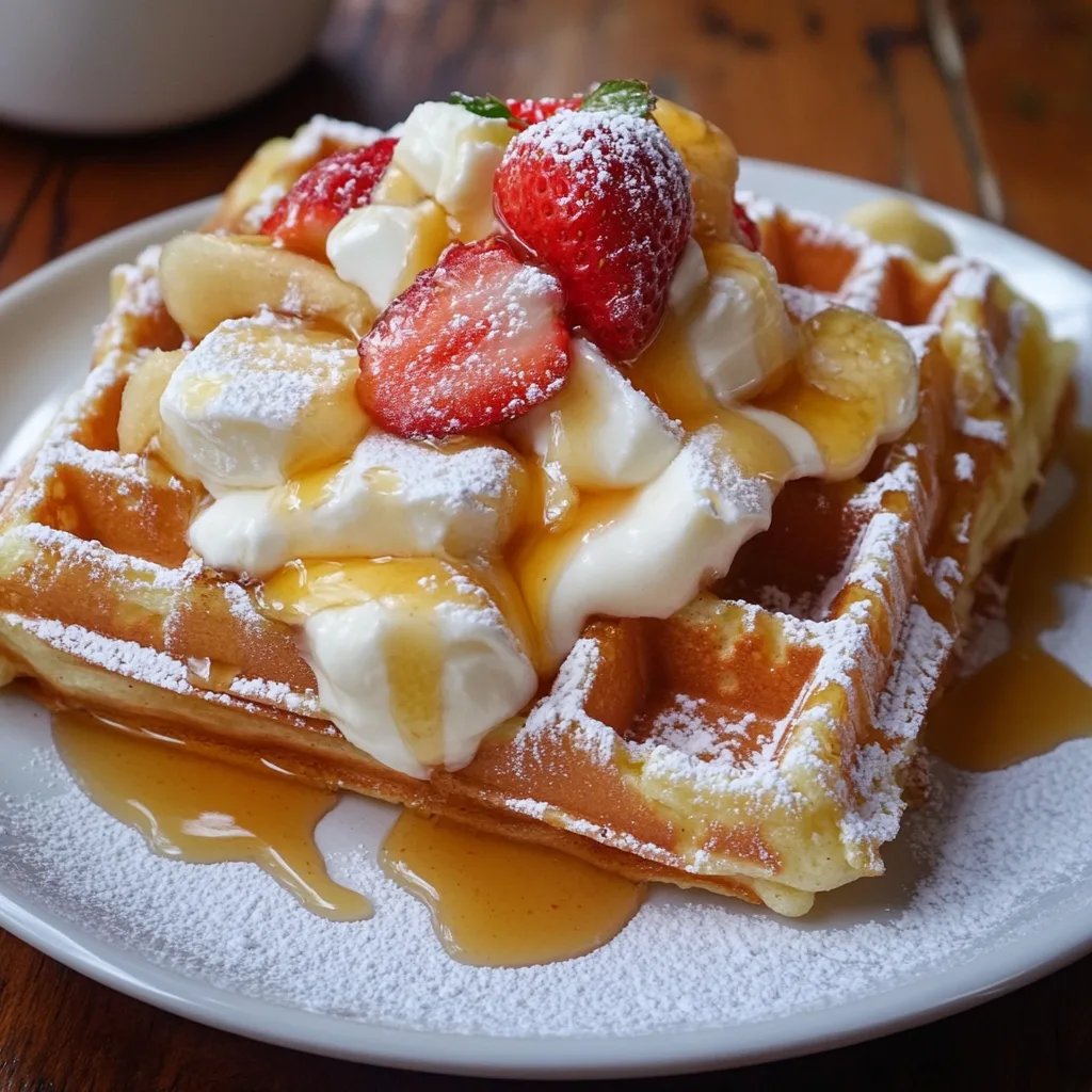 Apfel-Zimt-Waffeln mit Vanillesauce