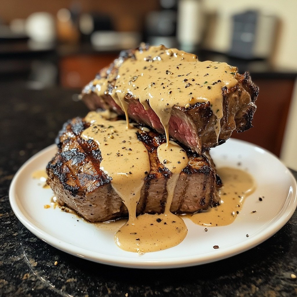 Blumenkohlsteak mit cremiger Pfefferrahmsauce