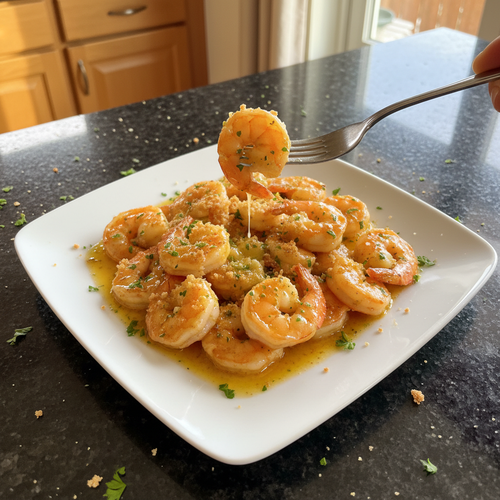 Romantisches Garnelen Scampi Dinner