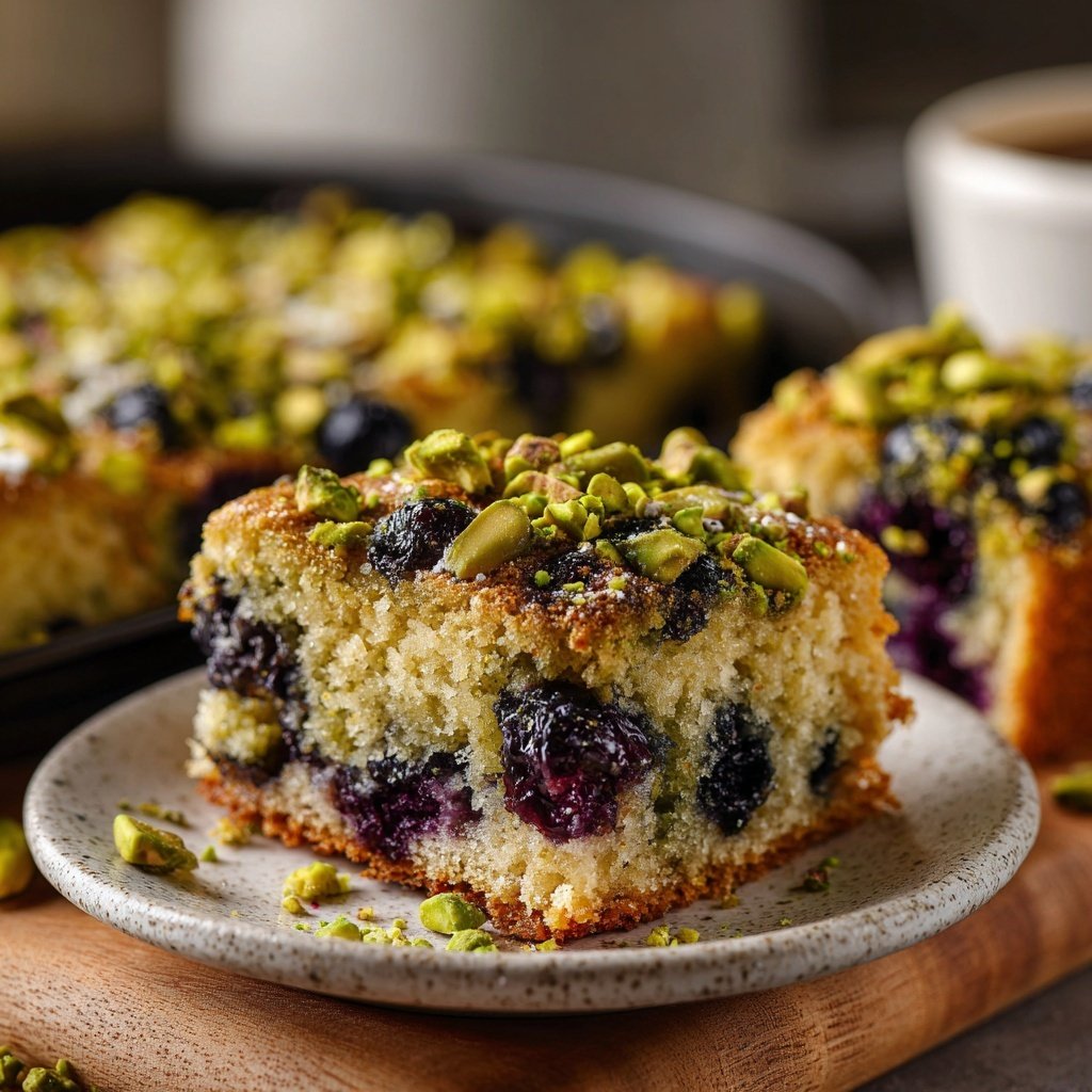 Blaubeeren Zitrone Sauerteig mit Pistazien Topping