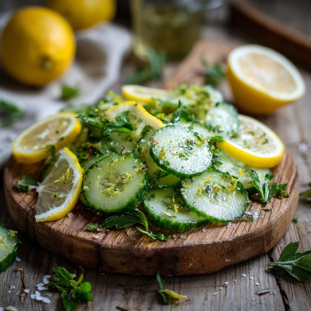 Erfrischender Gurkensalat mit Zitronen