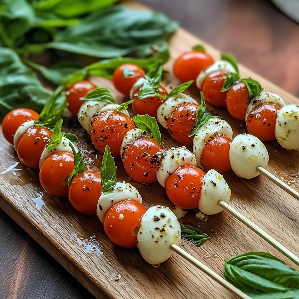 Einfache Caprese Kirsch Tomaten Spieße