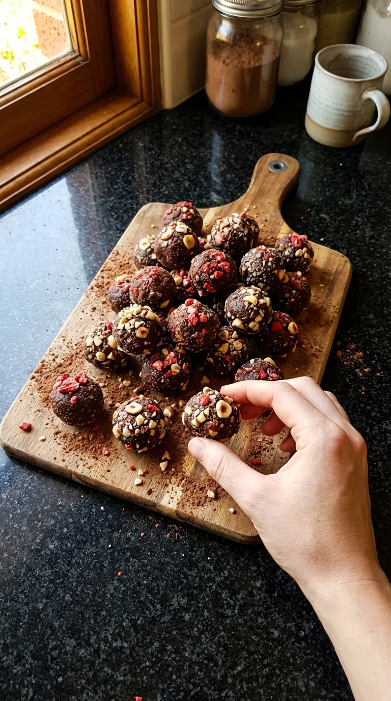 Schoko Erdbeer Energie Kugeln​