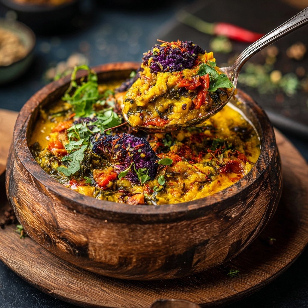 Roter Kohl Blumenkohl Kokos Dhal