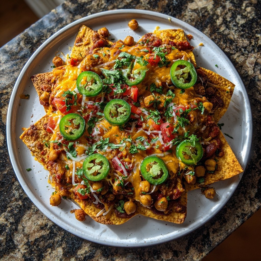 Scharfe geröstete Kichererbsen-Nachos