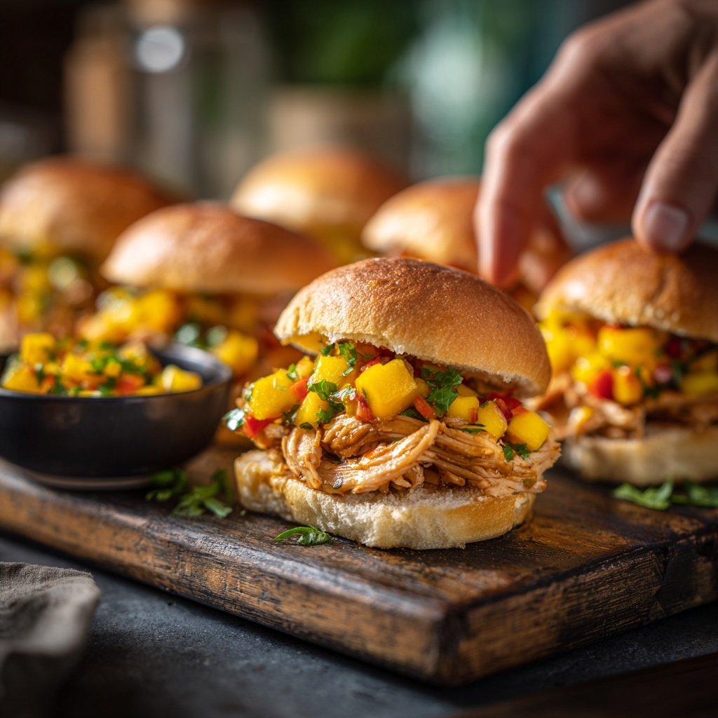 Hähnchen Sliders mit Mango Salsa