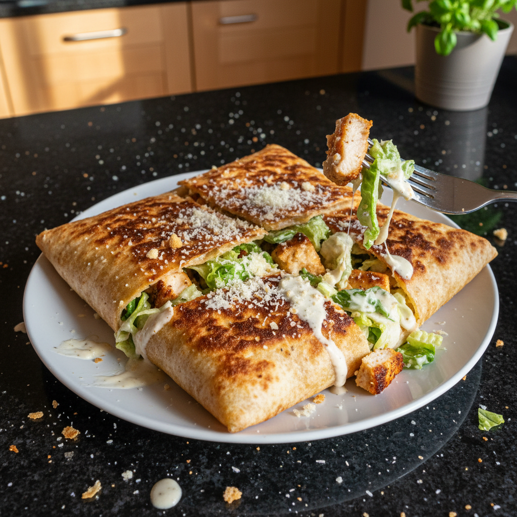 Klassischer Caesar Wrap mit Hähnchen