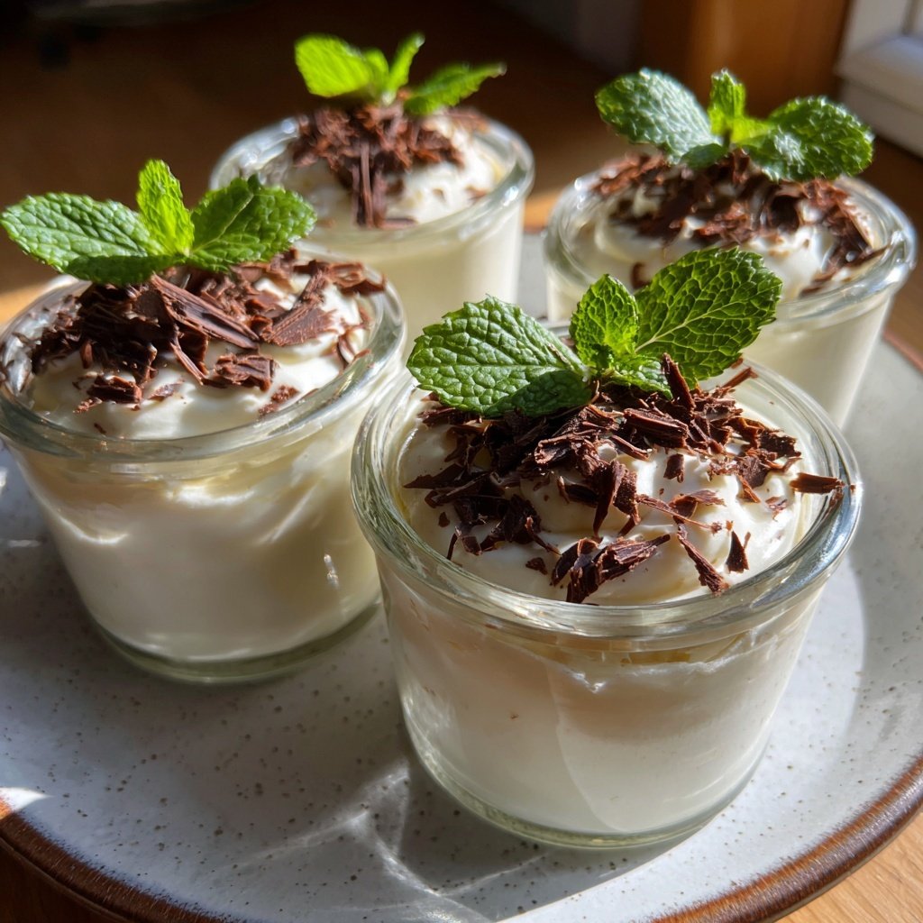 Pfefferminz weiße Schokoladen Mousse Tassen