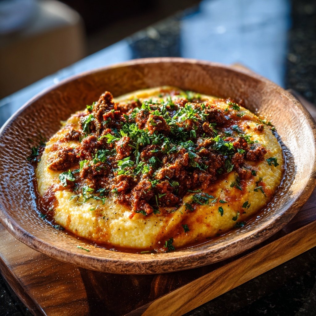 Cremige Polenta mit Rinderhack