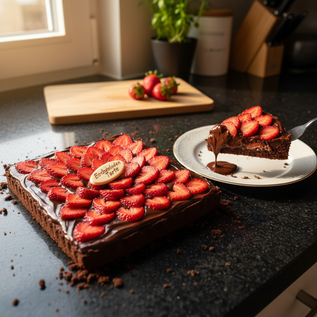 Erdbeer Schokoladen Tarte mit Schlagsahne