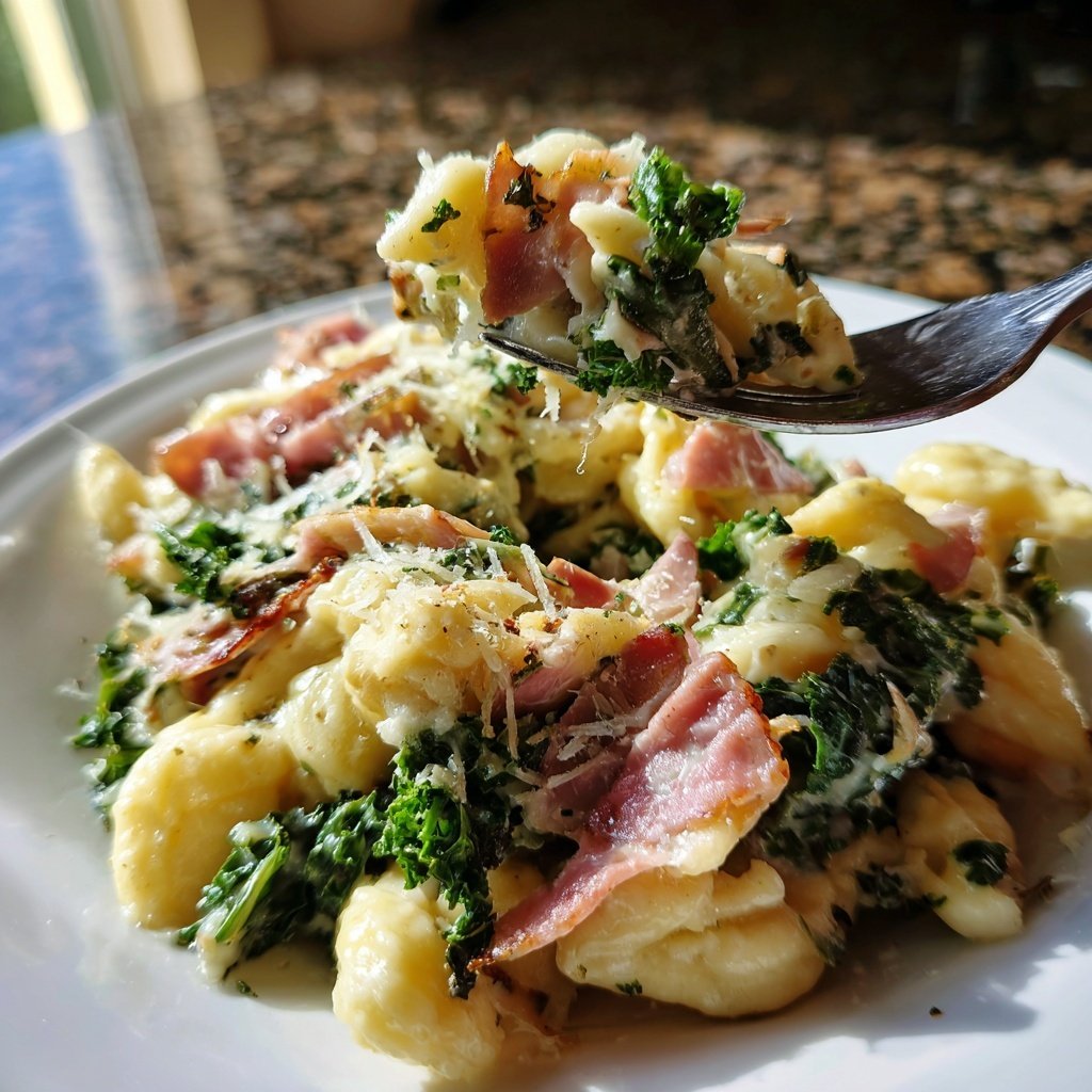 Schinken Spätzle mit Grünkohl